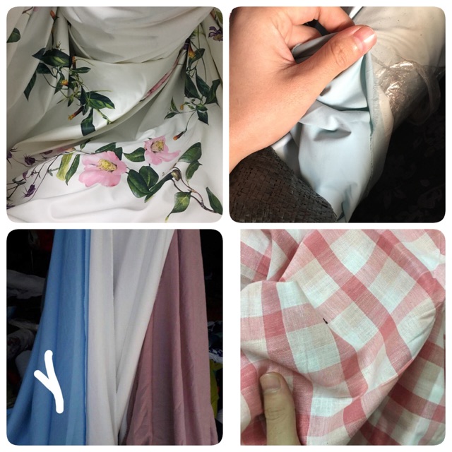 Vải chống thấm hoa và xanh+ thô linen..