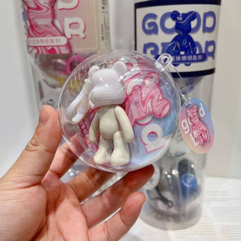 Móc Khóa Gấu Chất Lỏng Mới Mặt Dây Chuyền Gấu Bạo Lực Dễ Thương Tự Làm Sơn Màu Đồ Chơi Graffiti