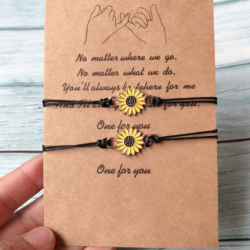 Vòng tay dây bện mặt hình hoa hướng dương phong cách cặp đôi