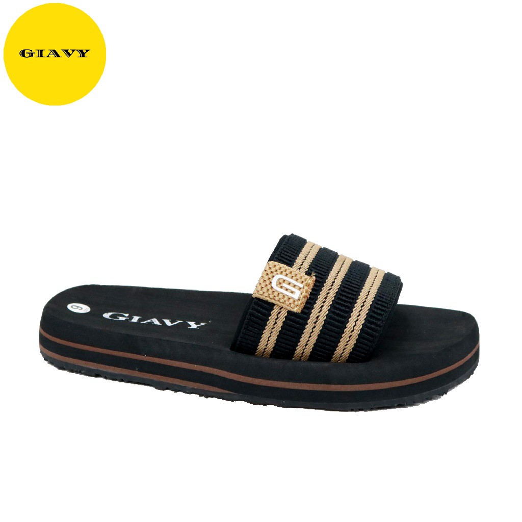 Dép xốp nữ quai ngang sọc mix màu M12 - GIAVY