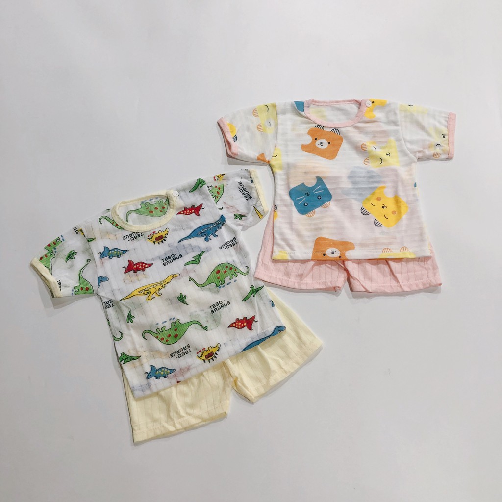 Bộ quần áo trẻ em cotton giấy - Bộ đồ cotton cho bé trai và bé gái (HN 240)