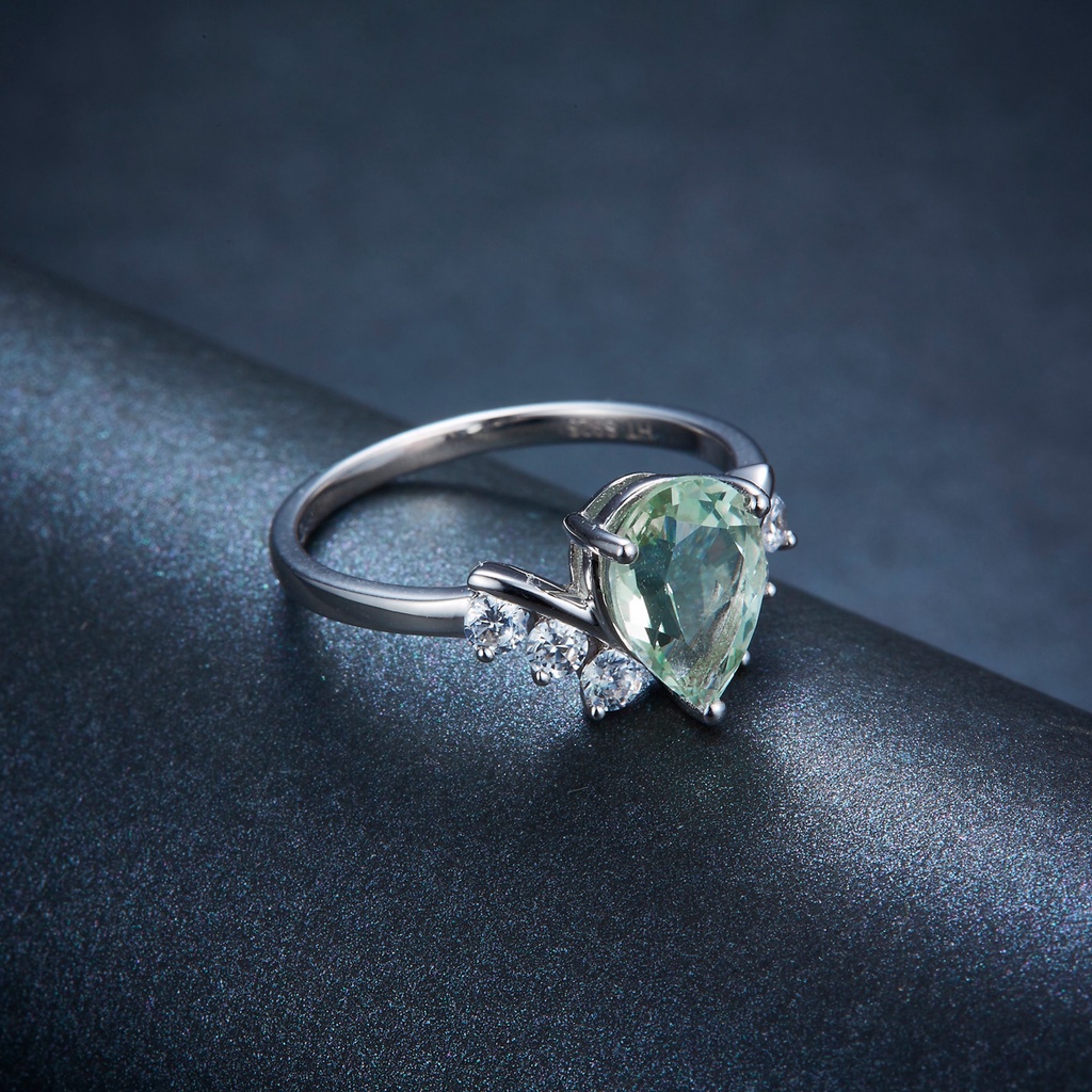 Nhẫn Mạ Bạc 925 Đính Đá Thạch Anh Tím Tự Nhiên 1.7 Carats