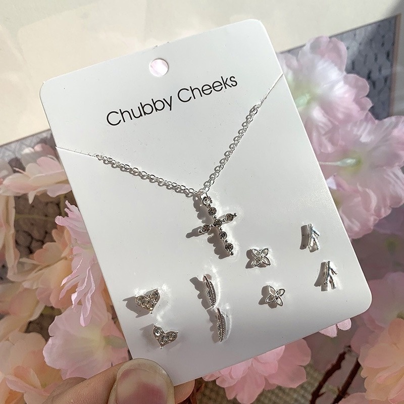 Bộ Trang Sức 4 Món Gồm Vòng cổ + Bông Tai Hàn Quốc Chống Nhìn Trộm + Quà Tặng Cho Bạn Gái