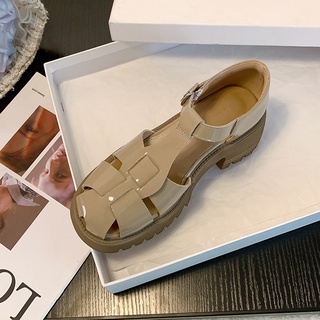 Giày sandal cao gót da thật thời trang mùa hè 2022 cho nữ