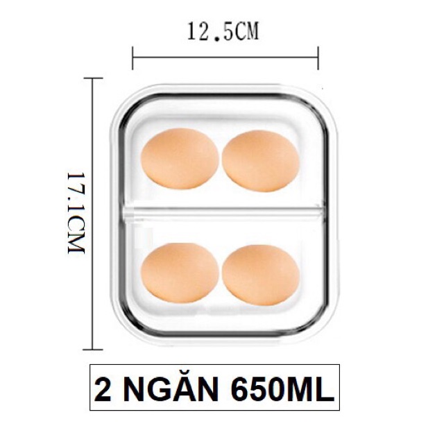 Hộp cơm thuỷ tinh chia ngăn cao cấp YAEH COOK siêu chịu nhiêt