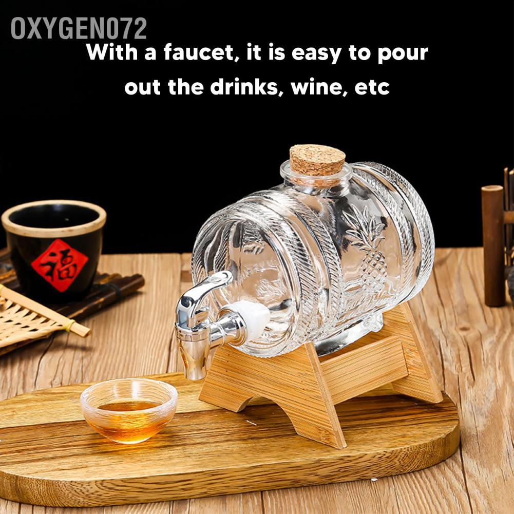 Oxygen072 Đồ uống Thùng thủy tinh dày kín Sơn nhân sâm Rượu vang Bình pha chế với vòi cho gia đình