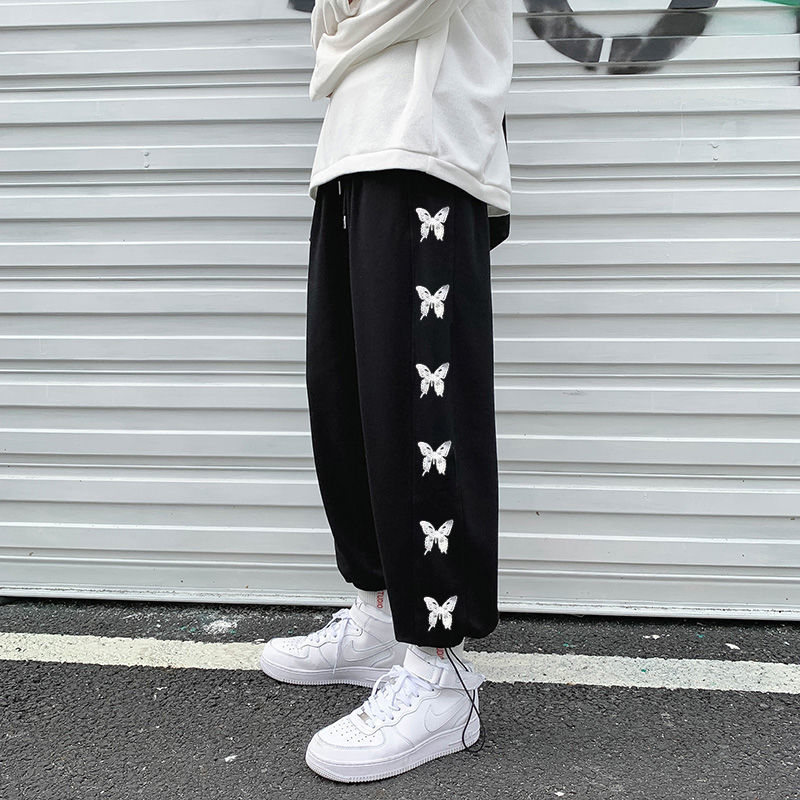 Quần dài ống rộng in hình bướm cá tính thời trang | BigBuy360 - bigbuy360.vn