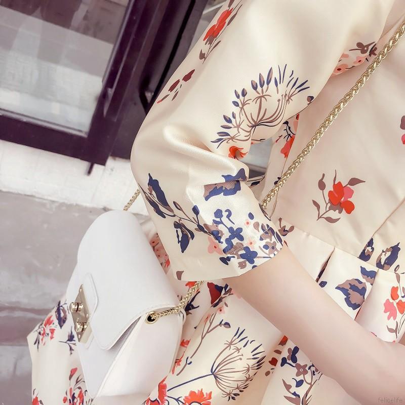 Đầm cổ tròn in hoa mùa hè