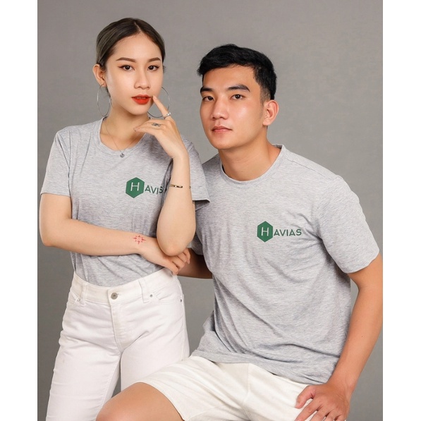 Log HAVIAS áo thun cổ tròn vải Cotton 100% Premium