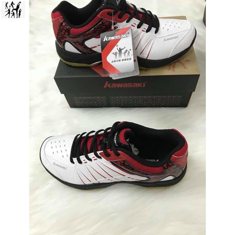 TẾT Giày Bóng Chuyền, Giày Cầu Lông 🎁Tặng Tất Yonex🎁 Kawasaki K063 chính hãng màu trắng đỏ