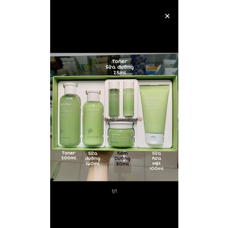 Bộ Dưỡng Trà Xanh Phục Hồi Da Mụn Innisfree Green Tea 6 món