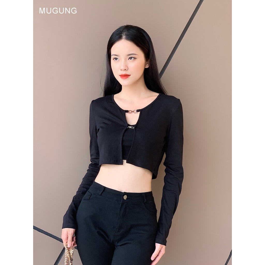 Set áo croptop 2 móc cài Mugung Set áo croptop kèm áo dây A39
