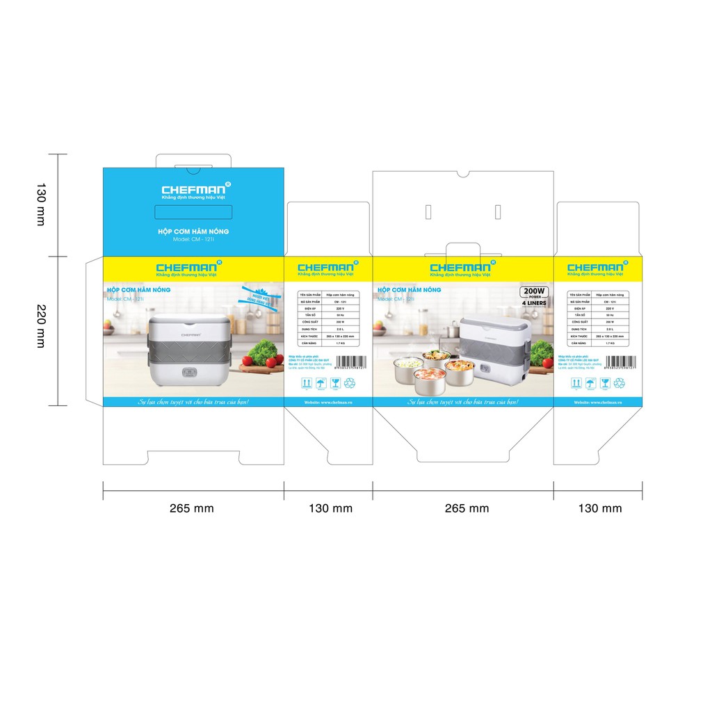 Hộp cơm Chefman CM-121i  có túi đựng kèm