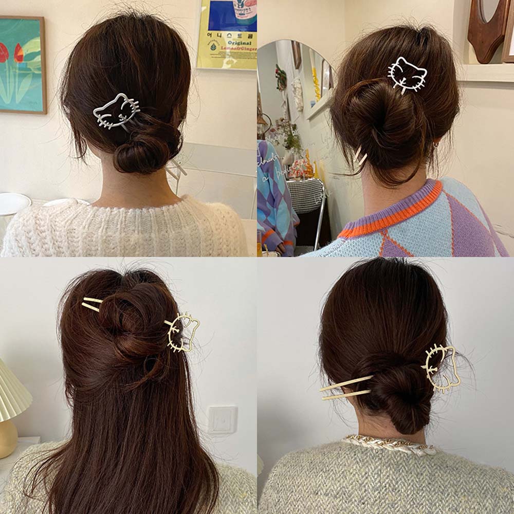 Trâm Cài Tóc Kim Loại Hình Mèo Xinh Xắn Cho Nữ