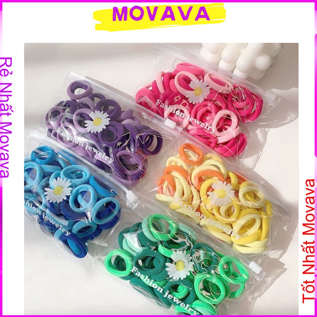 Chun Buộc Tóc Hoa Cúc Xinh Xắn Phong Cách Hàn Quốc Dành Cho Mẹ Và Cho Bé Set 50 Dây cute Shop Movava - CBTHC1