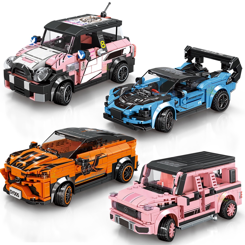 Lego tương thích chơi lắp ráp mô hình xe đua khối xây dựng sáng tạo trang trí đường đua đồ chơi trẻ em ô tô đồ chơi