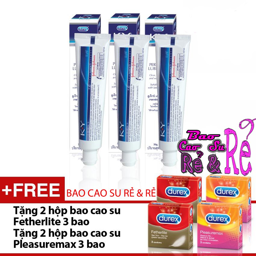 [DEAL HOT] Combo 3 Tuýt Gel Bôi Trơn Durex K.Y. Tặng 4 hộp Bao Cao Su Durex tùy chọn