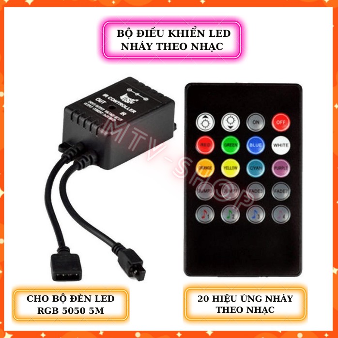 Bộ Điều Khiển 10m Đèn Led Trang Trí RGB 5050 / 3528 Cảm Biến Thu Âm Thanh Nháy Theo Nhạc + Remote 44 Phím