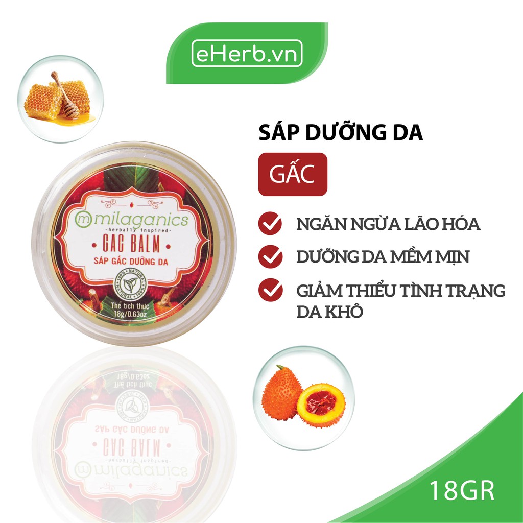 Sáp Dưỡng Da Gấc Nguyên Chất Dưỡng Ẩm, Đẩy Lùi Tình Trạng Da Khô & Ngăn Ngừa Lão Hóa MILAGANICS 18g (Hũ)