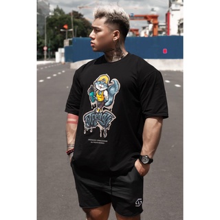 Áo thun thể thao, tập gym muscle cat” oversized tee
