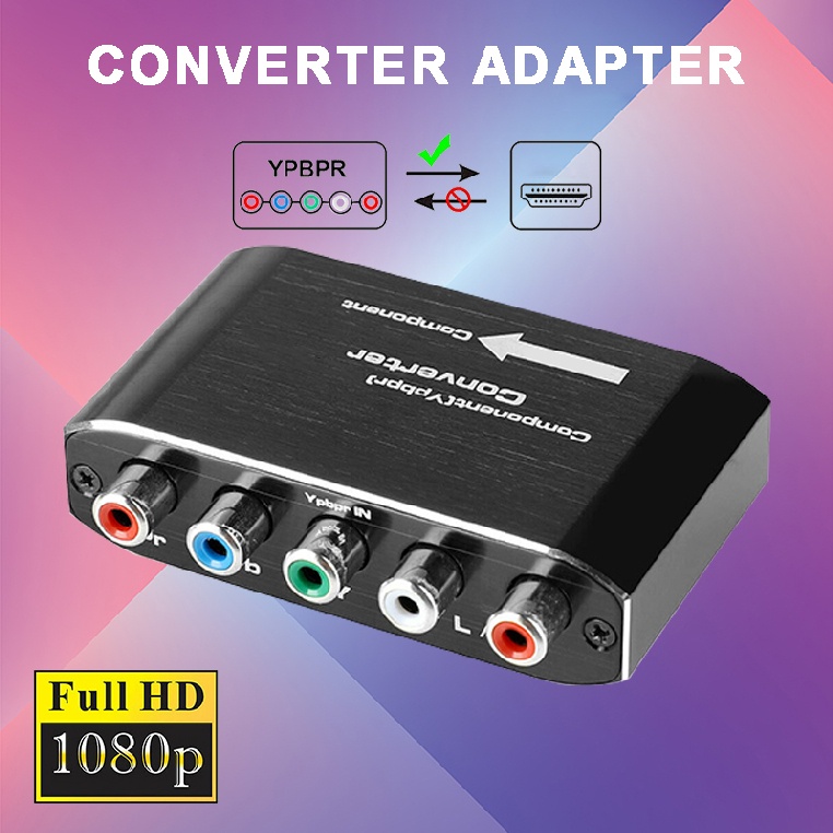 Component RGB RCA VGA to HDMI AV Converter Adapter Box for VHS DVD PS2 Xbox Wii