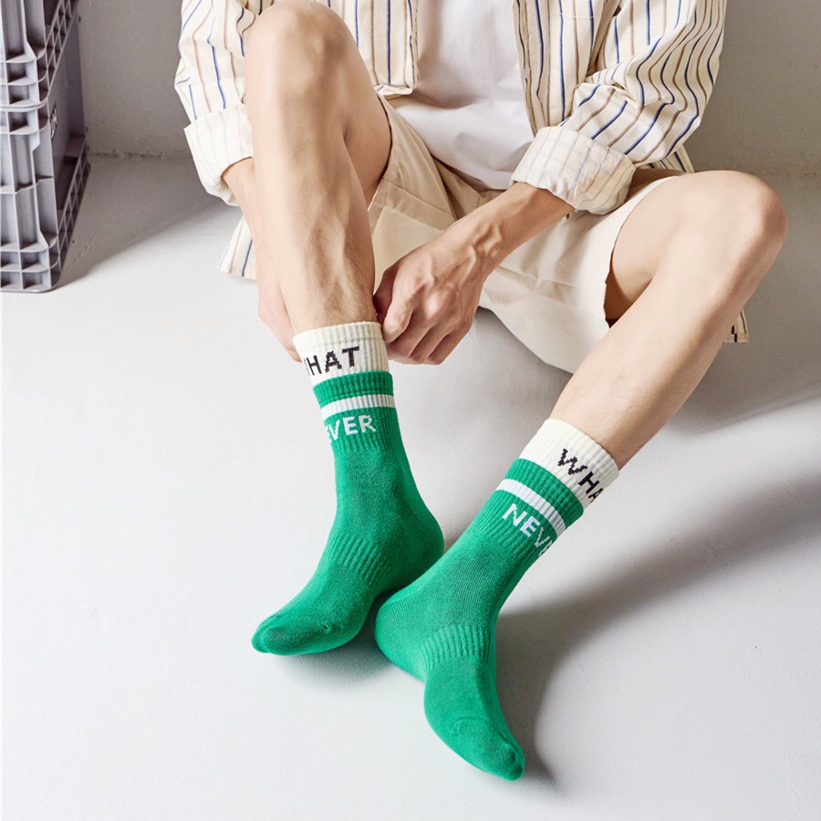 Tất nam nữ cổ cao 5 màu phong cách hàn quốc co dãn thoáng mát chất liệu thấm hút mồ hôi