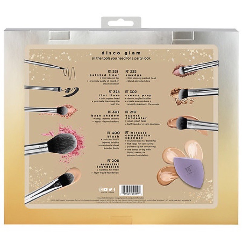 BỘ CỌ MẶT VÀ MẮT REAL TECHNIQUES DISCO GLAM PHIÊN BẢN GIỚI HẠN CHÍNH HÃNG - 9634