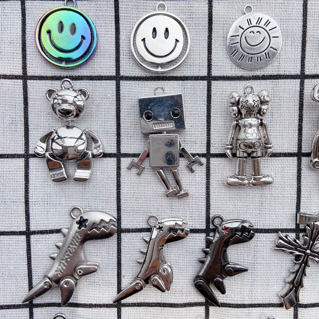Hạt Charm Giày Robot Bằng Kim Loại Màu Tối Phong Cách Punk Punk Charm -croc /Jobz /Button croc /Charm/Dross DIY