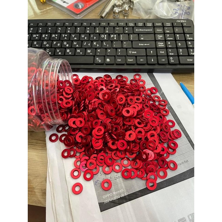 1 Lông Đền Nhôm Đỏ Gắn Lốc Máy