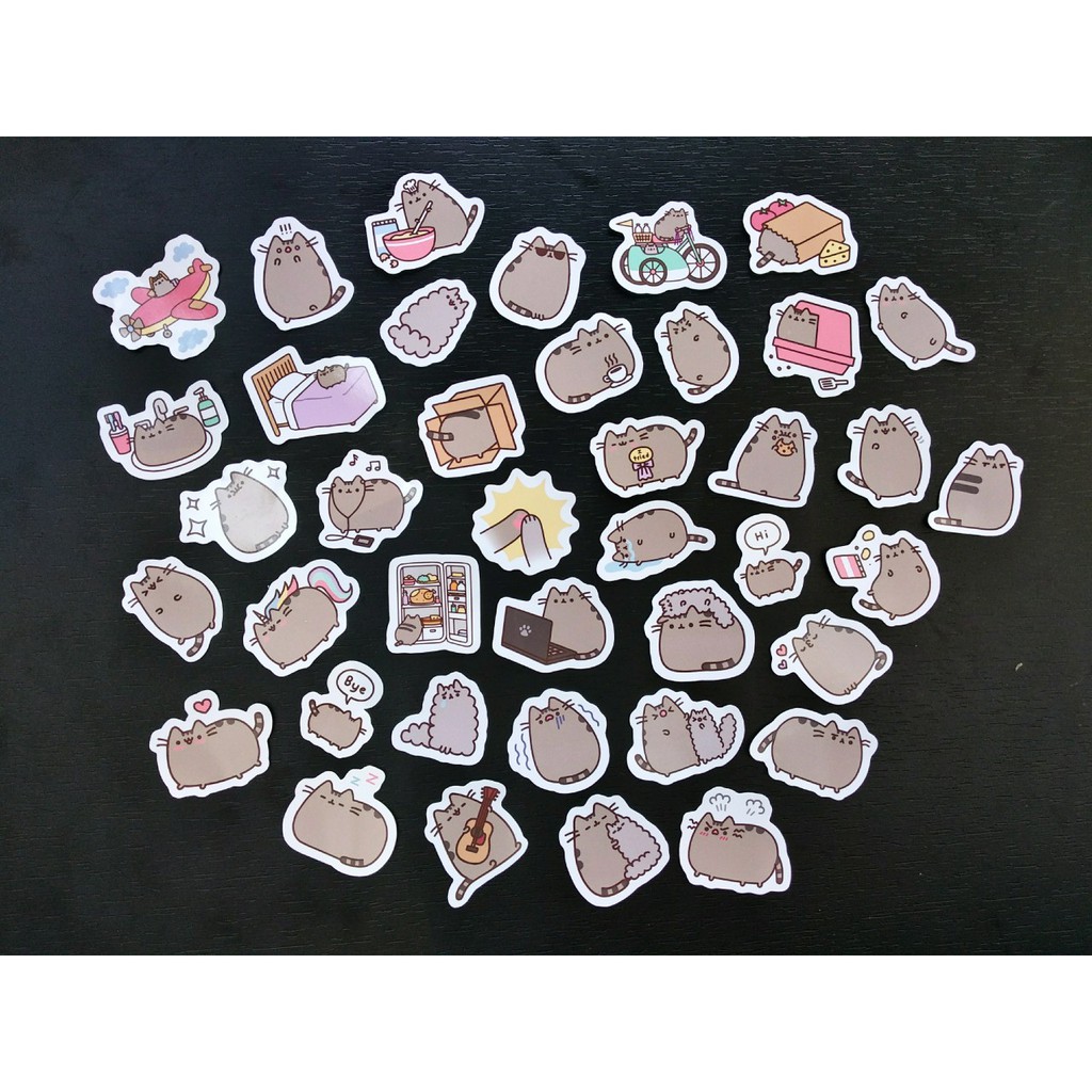 Bộ 40 sticker hoạt hình mèo Pusheen đáng yêu - LLD092 (Ảnh thật shop tự chụp)