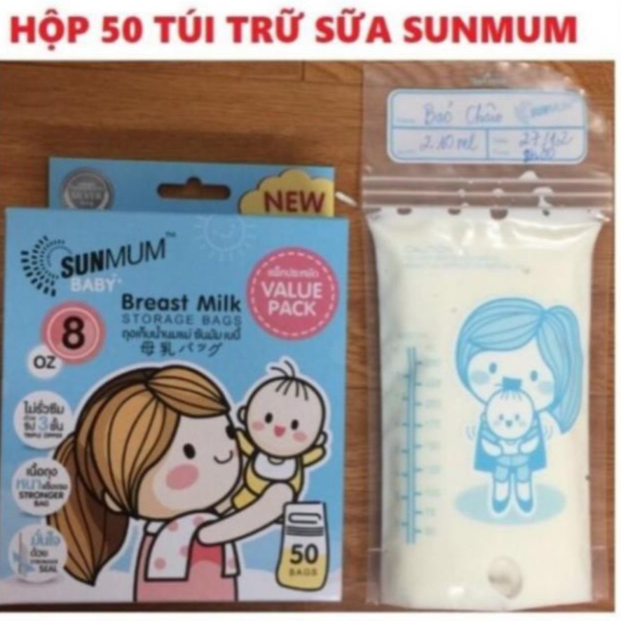 50 túi trữ sữa SunMum Thái Lan , 250ml mẫu mới