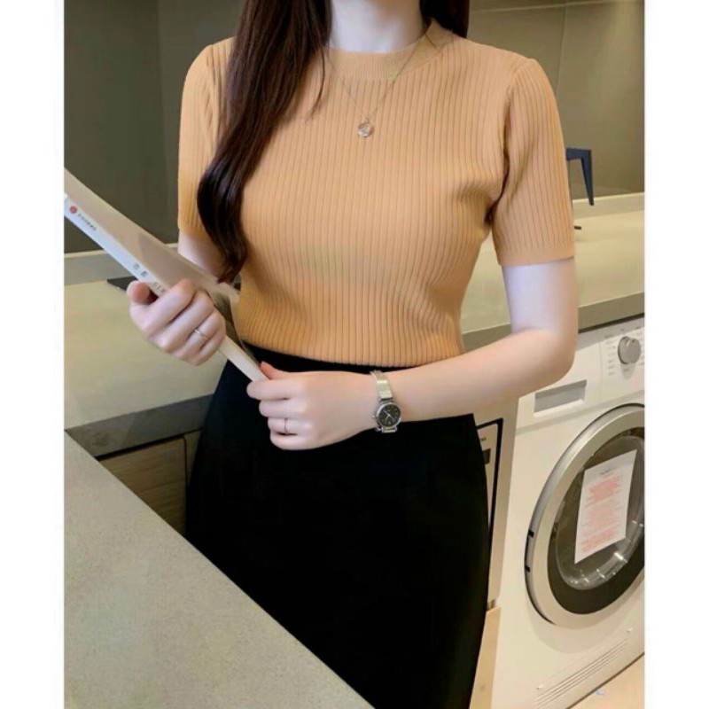 Áo len đũa trơn ôm body hàng QC | BigBuy360 - bigbuy360.vn