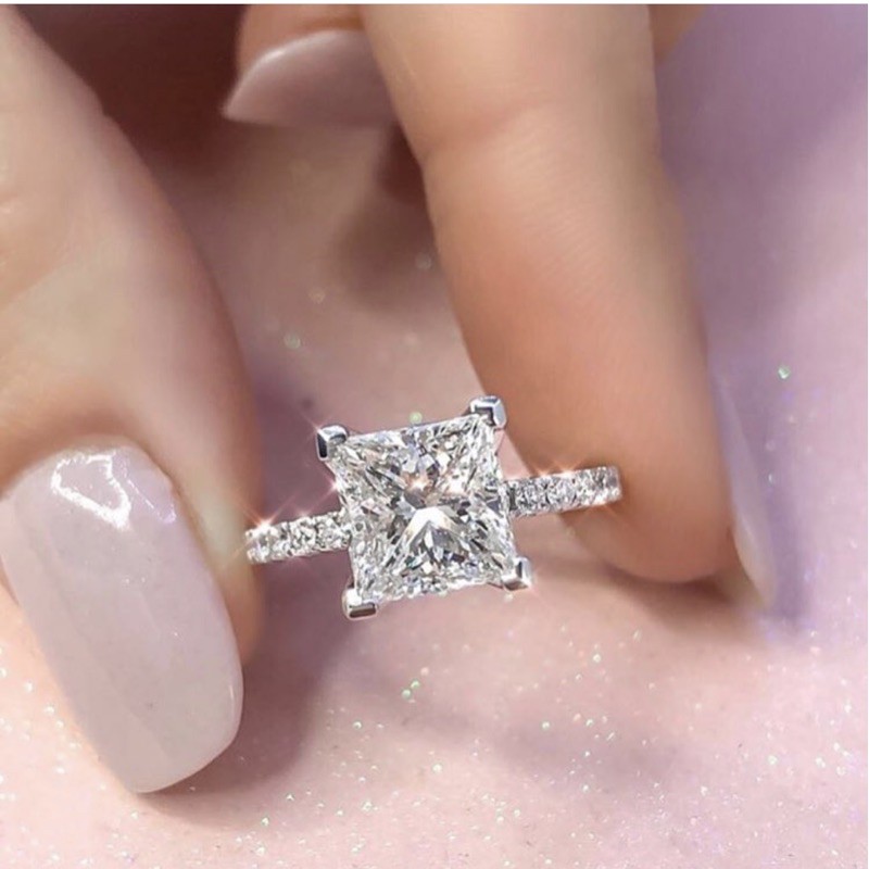 Nhẫn Kim cương Moissanite vàng trắng sz 9