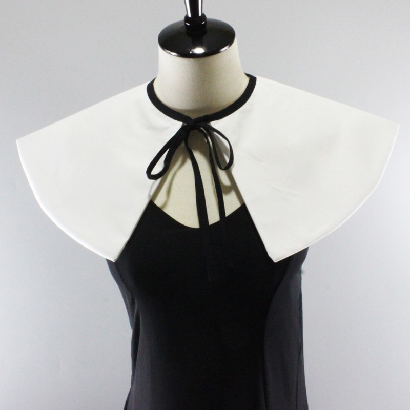 Cổ áo giả màu sắc tương phản phối dây buộc thiết kế xinh xắn phong cách vintage