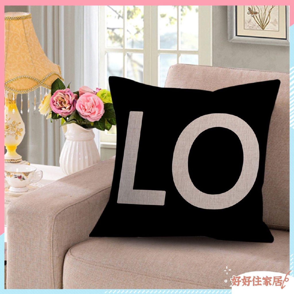 Vỏ gối ghế sofa vải lanh cotton họa tiết chữ Love xinh xắn mềm mại