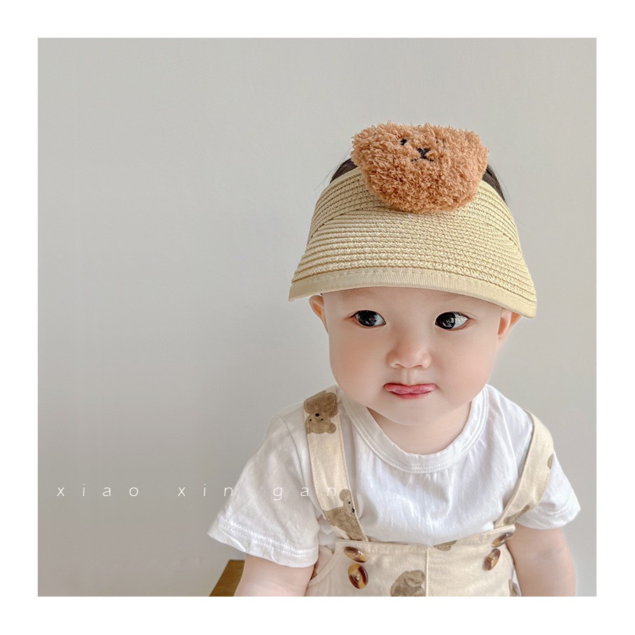 (Hàng đẹp) Mũ nón cói cho bé mùa hè đi biển hở đầu thoáng mát bé trai bé gái Hàn quốc cực đẹp gấp gọn