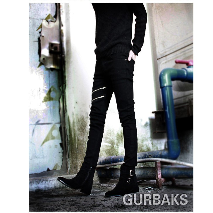 Quần Jean Dài Dáng Ôm Màu Đen Phong Cách Retro Thời Trang Mùa Thu Cho Nam