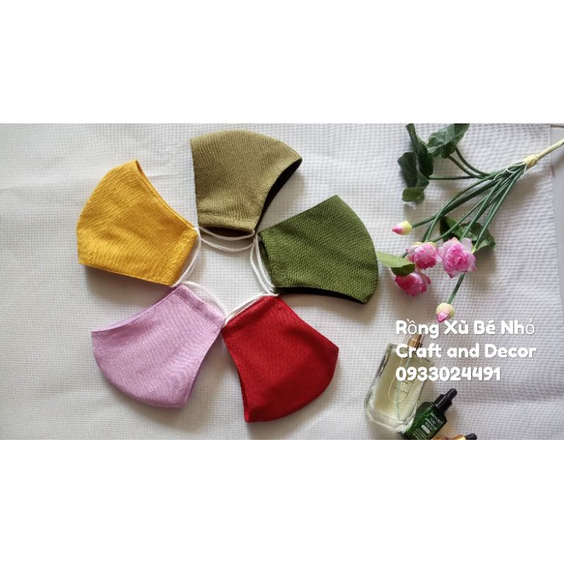 5 Khẩu trang linen 5 màu 3 lớp 69k