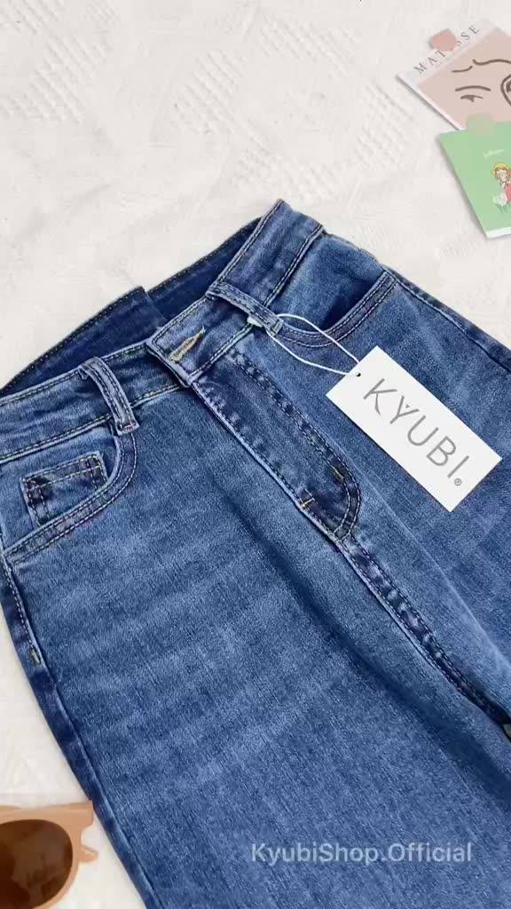 Quần jeans ống đứng co giãn Kyubi (có bigsize) - quần bò nữ form đứng co dãn phong cách Ulzzang JO31 | BigBuy360 - bigbuy360.vn