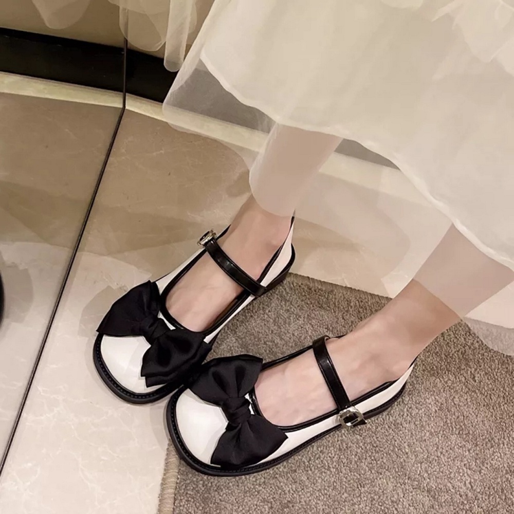 GIÀY MARI JANE QUAI CÀI GẮN NƠ MŨI TRÒN ĐẾ BỆT SIÊU XINH - HOTTREN