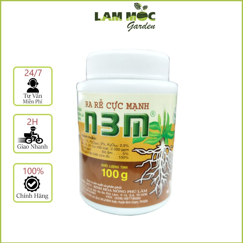 Phân Bón Lá Kích Rễ Cực Mạnh N3M Dùng Cho Hoa Lan Hoa Hồng Hoa Kiểng Lọ 100 gram