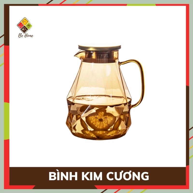 Bình Thủy Tinh giữ nhiệt BEHOME Bình thủy tinh pha trà màu Hổ Phách Thiết kế sang Trọng Tinh Tế