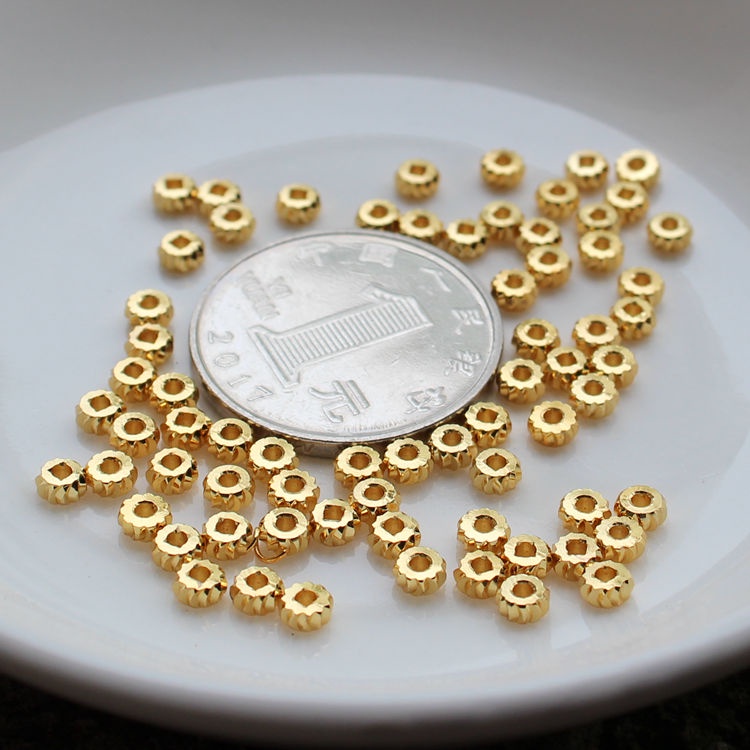 Set 50 Hạt Cườm Kim Loại Mạ Vàng 18k Dùng Để Trang Trí DIY