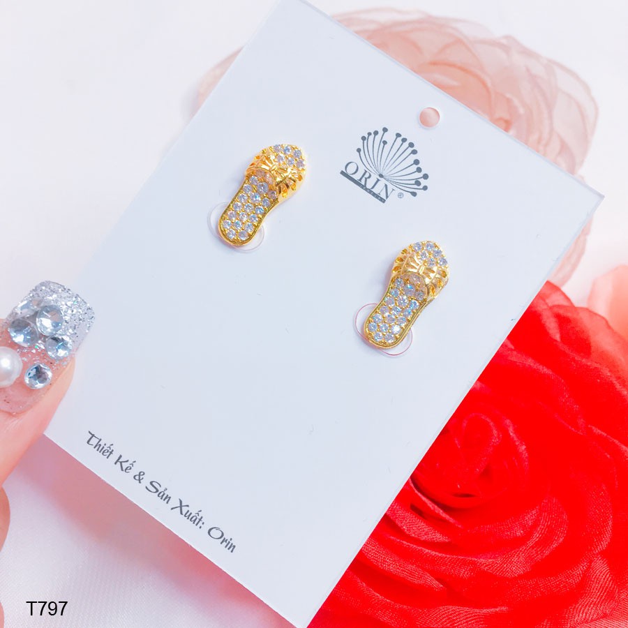Bông tai nữ hình chiếc dép đính đá thiết kế cao cấp Orin T797