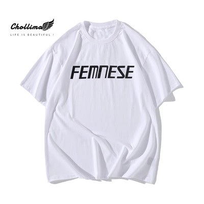 Áo thun unisex tay lỡ Chollima form rộng in chữ FEMNESE AT005 vãi cotton co giãn 2 chiều thoáng mát