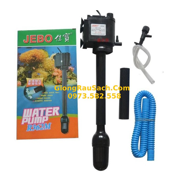 Máy Bơm Nước Chìm Bể Cá Cảnh 3 Chức năng Bơm + Lọc + Tạo Oxy Jebo R362M Công Suất 10W Dùng Bể Dưới 60cm khoảng 40-80L