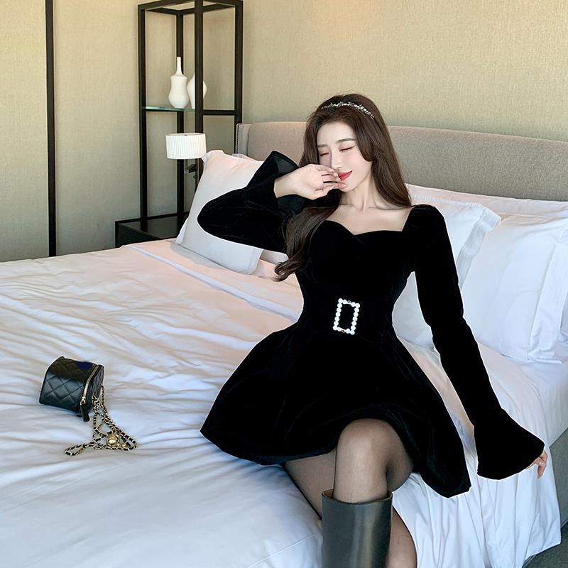 IELGY Đầm Thời Trang Pháp Nhấn Eo Quyến Rũ Cho Nữ