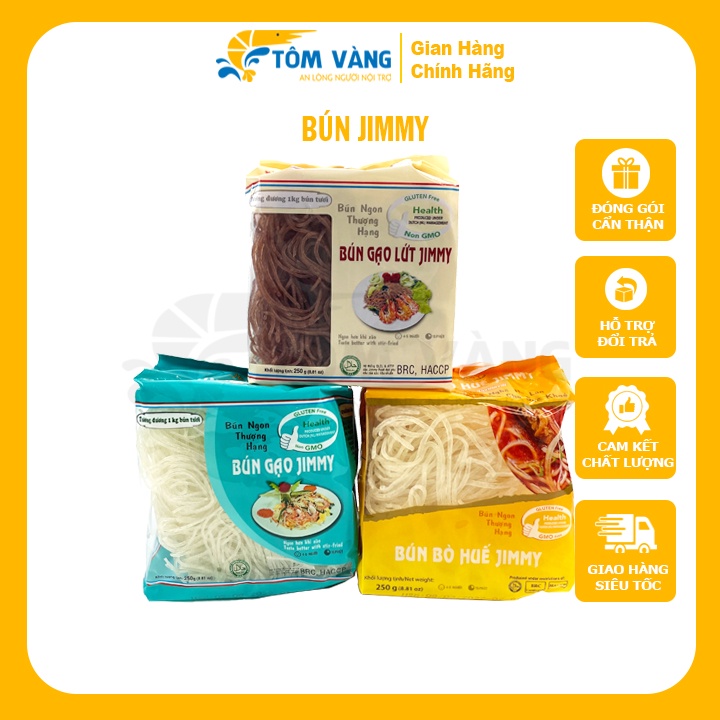 Bún Gạo Lứt Jimmy - Gói 250gr -Tôm Vàng