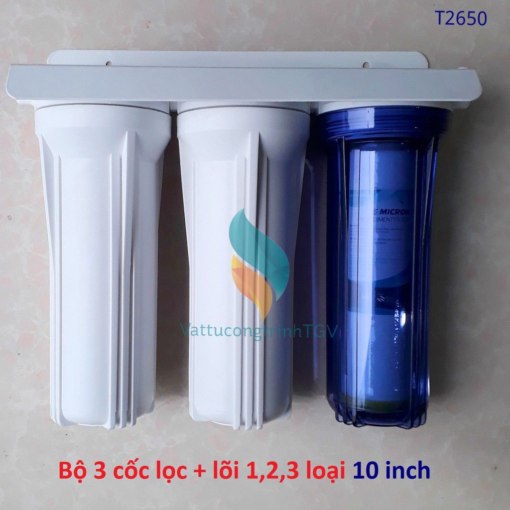 Bộ 03 cốc lọc thô 10 inch + lõi lọc 1-2-3