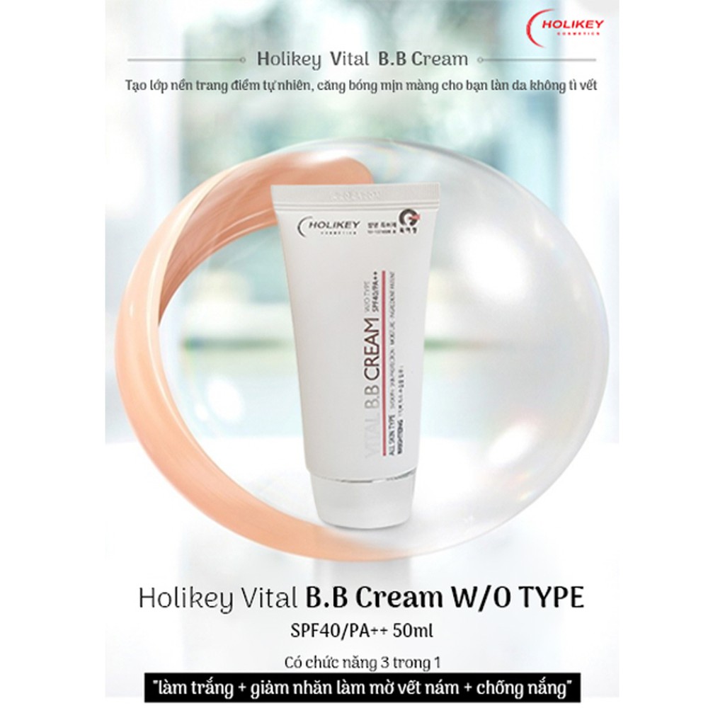 [Made In Korea] Kem nền - Kem nền trang điểm chống nắng Holikey Vital BB Cream Hàn Quốc SPF /40 PA 50ml